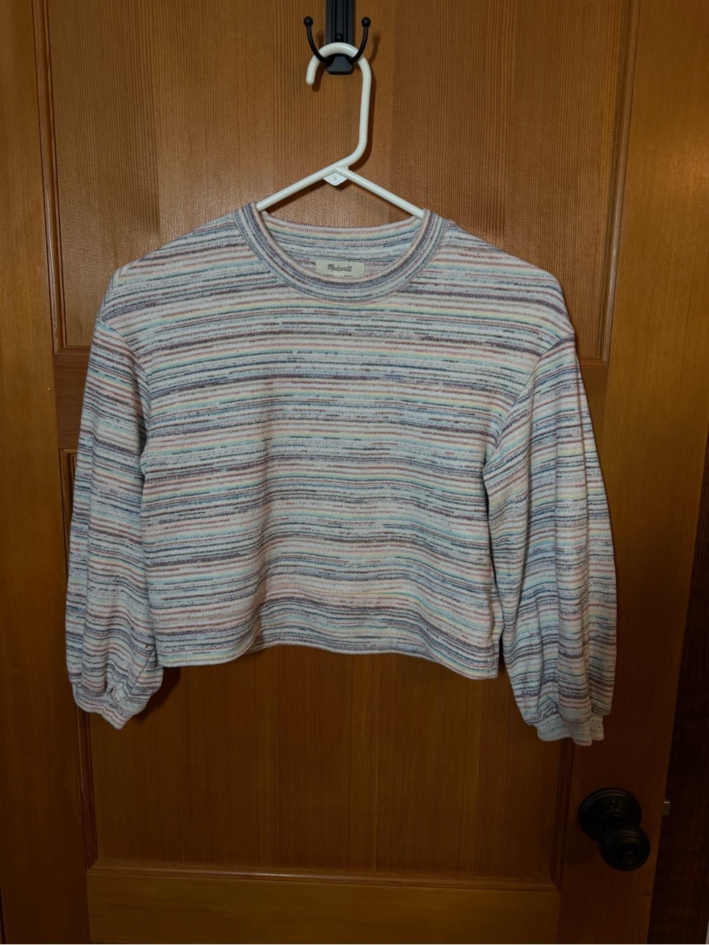 Madewell Pastel Multicolor Striped Cropped Sweatshirt
